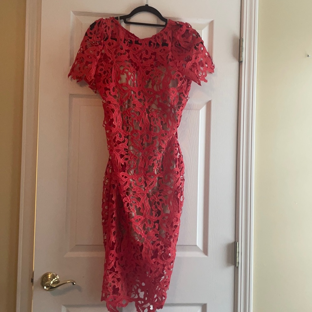 Red lace dress